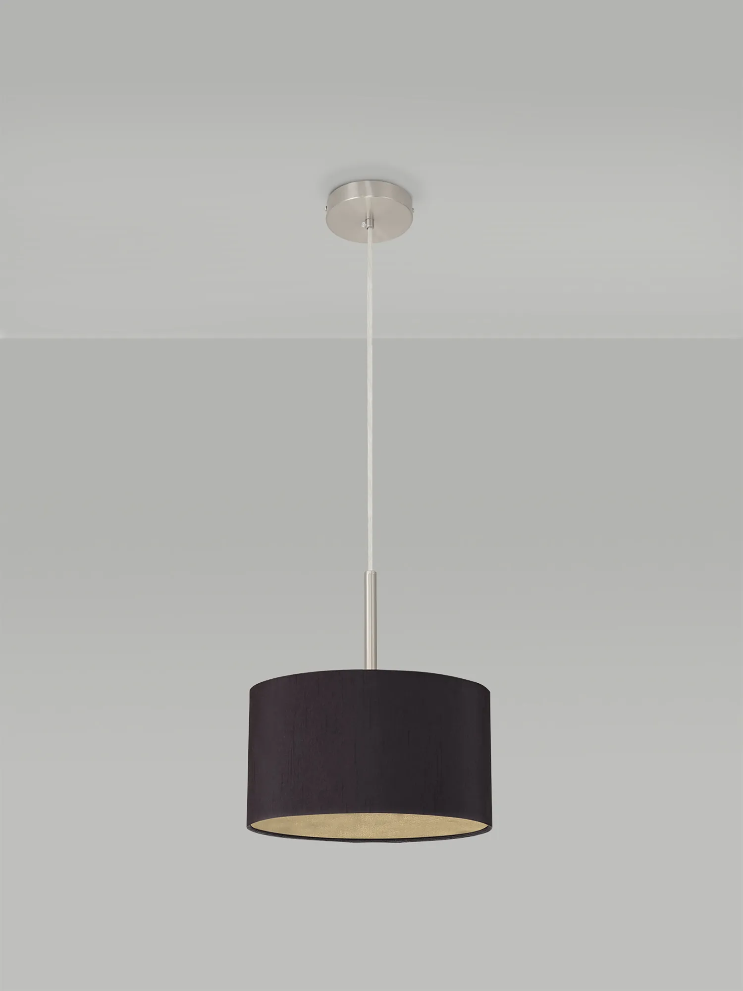 Baymont 30cm Pendant 1 Light Satin Nickel, Midnight Black/Green Olive DK0283  Deco Baymont SN BL/GR